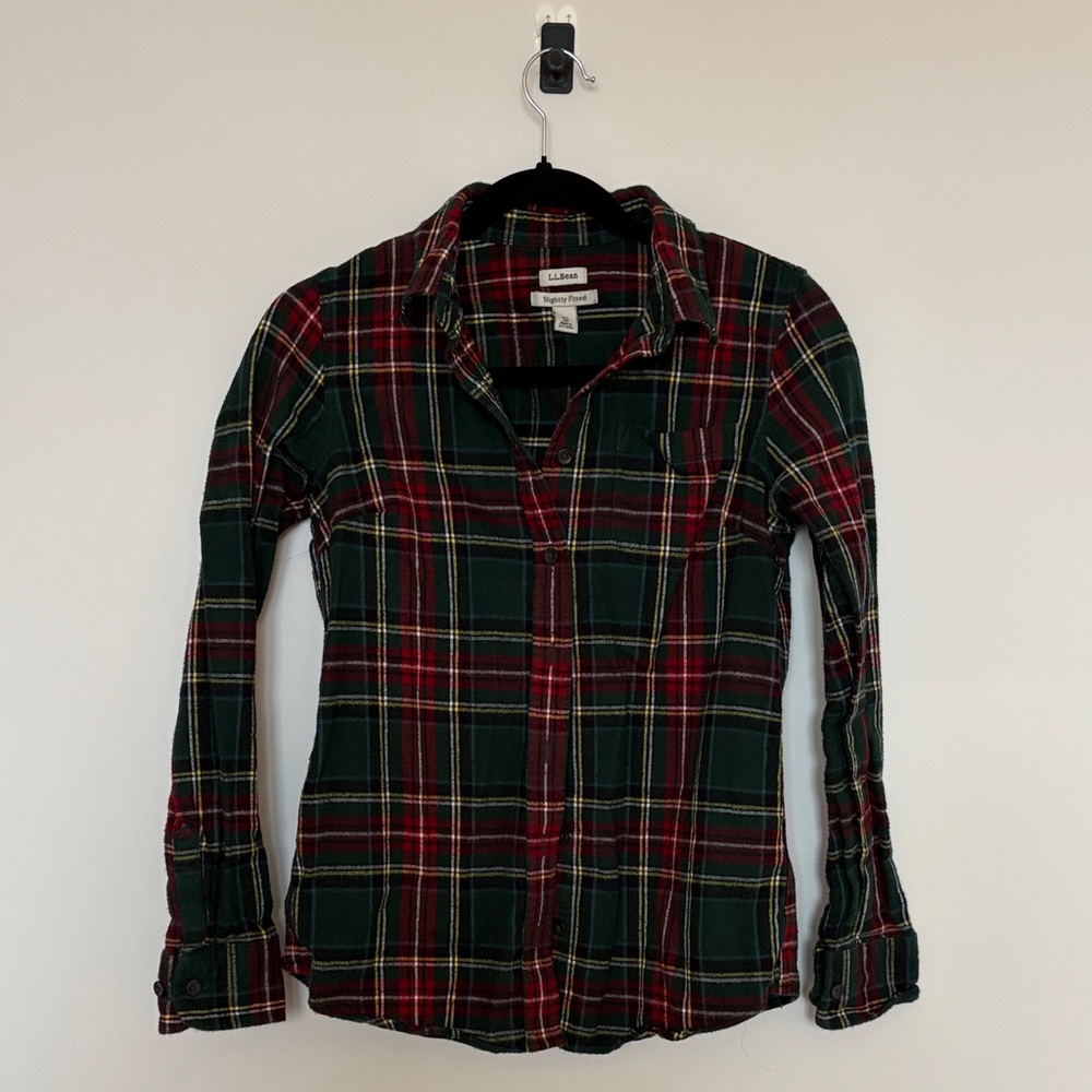 L.L. Bean Women's Plaid Sweater - Green and Red
